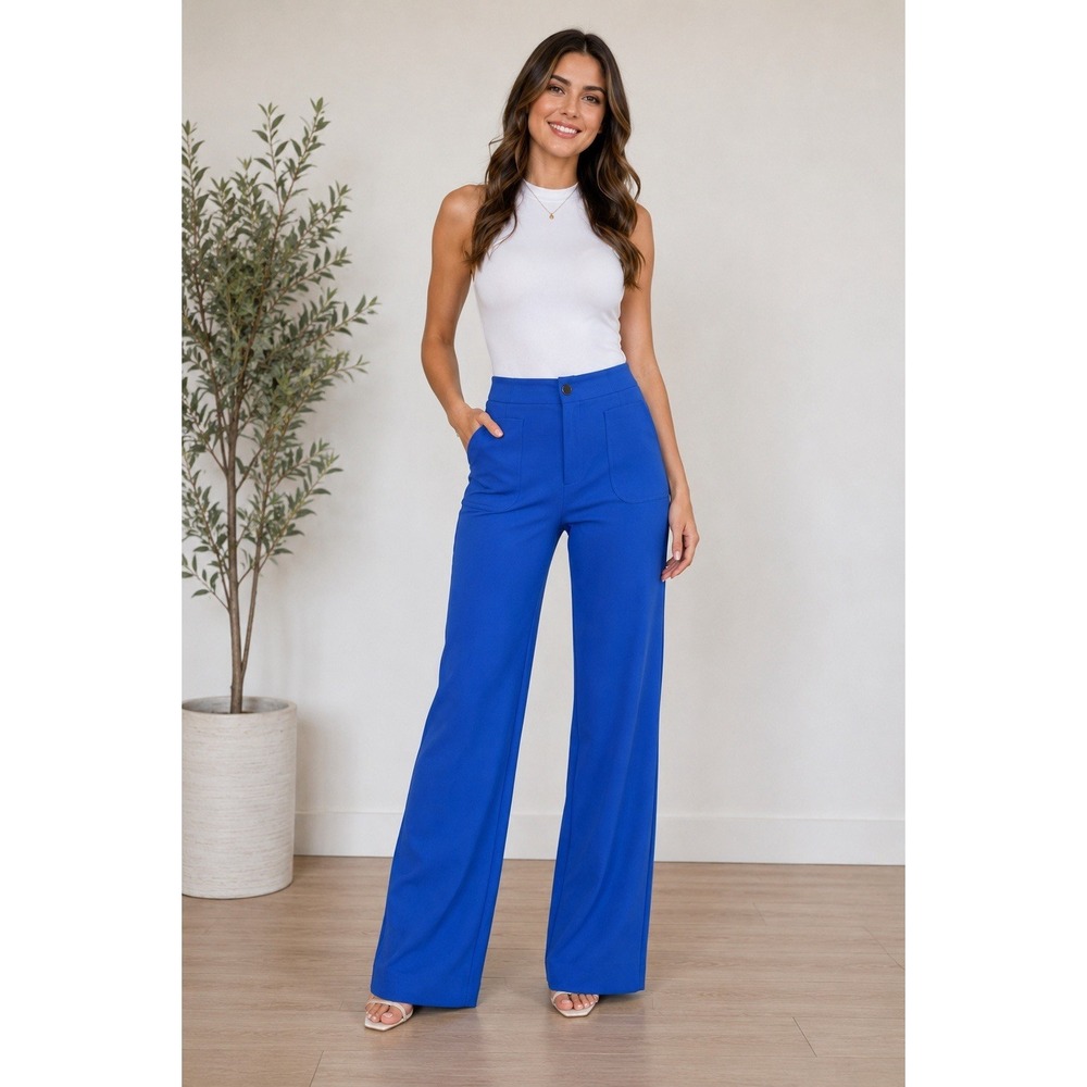 blue Atelier wide leg cropped pants featuring a high‎ waist